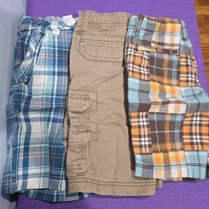 Crazy 8 Blue and Tan Plaid Cargo Shorts Trio